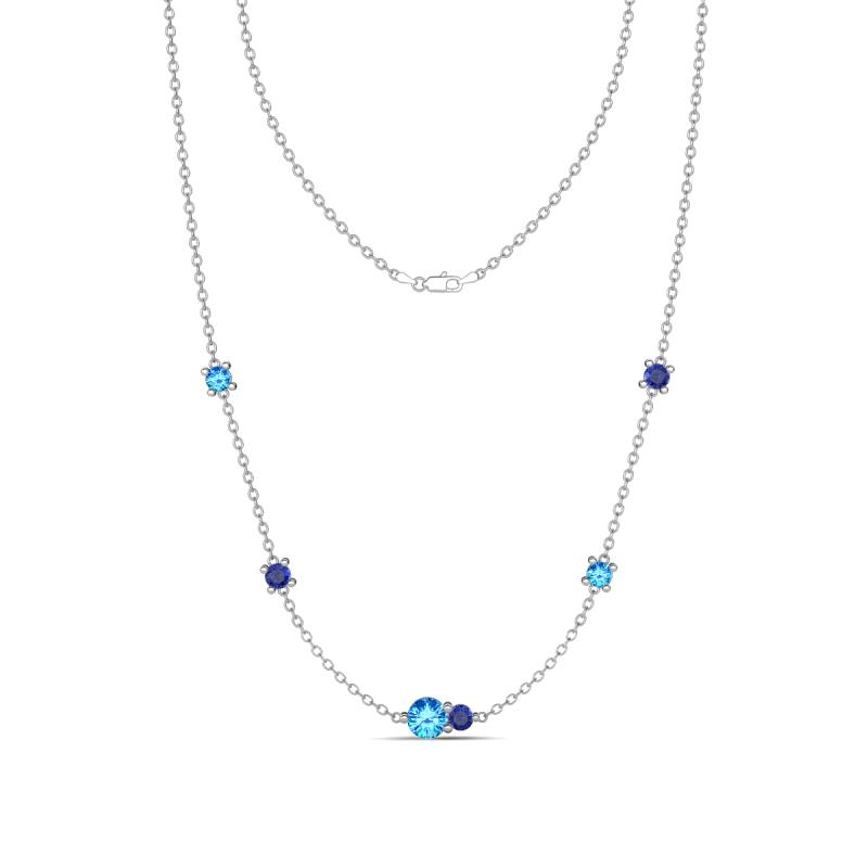 Linea 0.44 ctw Blue Topaz (4 mm) and Iolite Women Station Necklace 