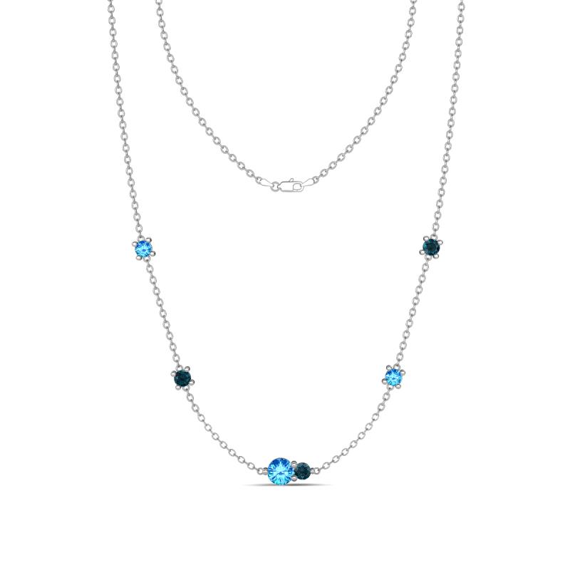 Linea 0.50 ctw Blue Topaz (4 mm) and London Blue Topaz Women Station Necklace 