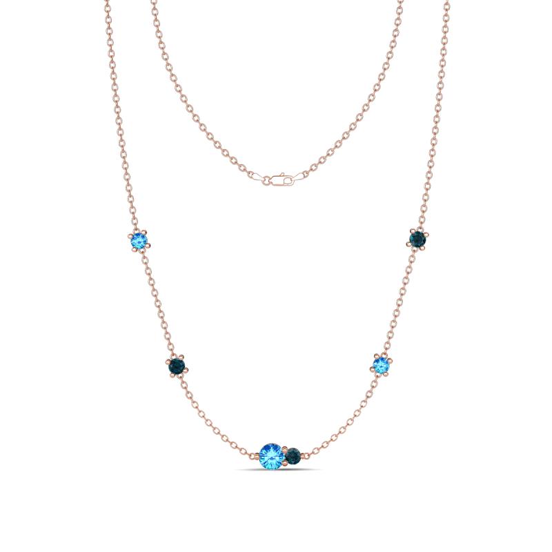 Linea 0.50 ctw Blue Topaz (4 mm) and London Blue Topaz Women Station Necklace 