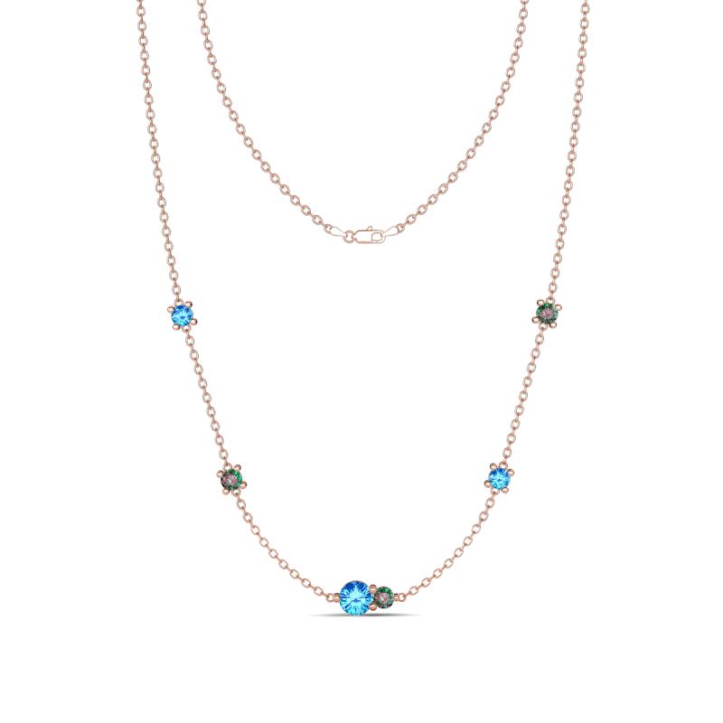 Linea 0.52 ctw Blue Topaz (4 mm) and Created Alexandrite Women Station Necklace 