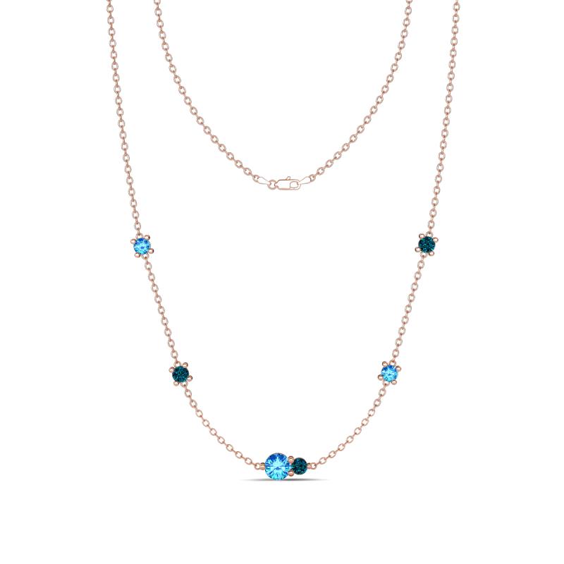 Linea 0.50 ctw Blue Topaz (4 mm) and Blue Diamond Women Station Necklace 