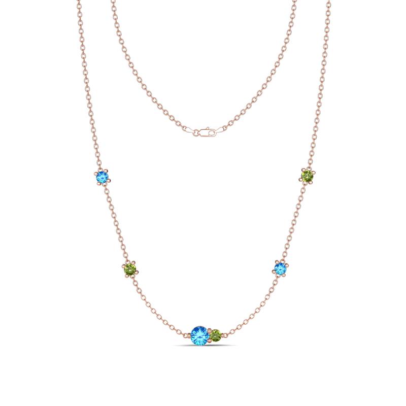 Linea 0.52 ctw Blue Topaz (4 mm) and Peridot Women Station Necklace 