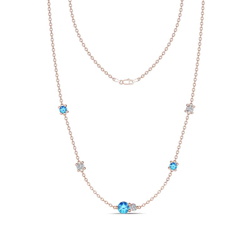 Linea 0.50 ctw Blue Topaz (4 mm) and Natural Diamond Women Station Necklace 