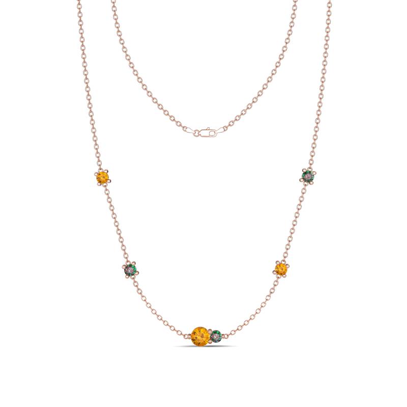 Linea 0.48 ctw Citrine (4 mm) and Created Alexandrite Women Station Necklace 