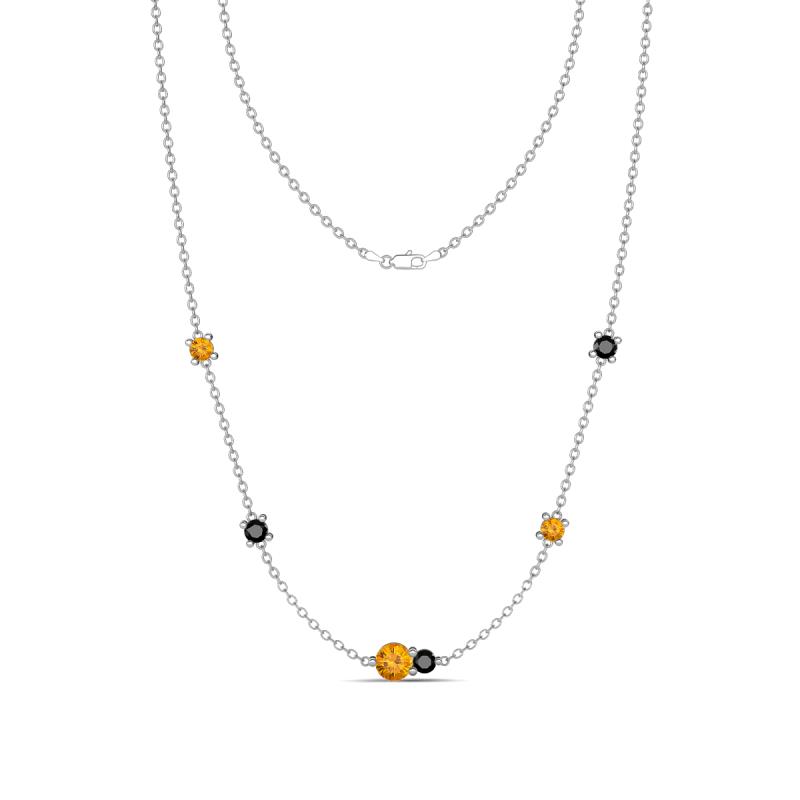 Linea 0.46 ctw Citrine (4 mm) and Black Diamond Women Station Necklace 