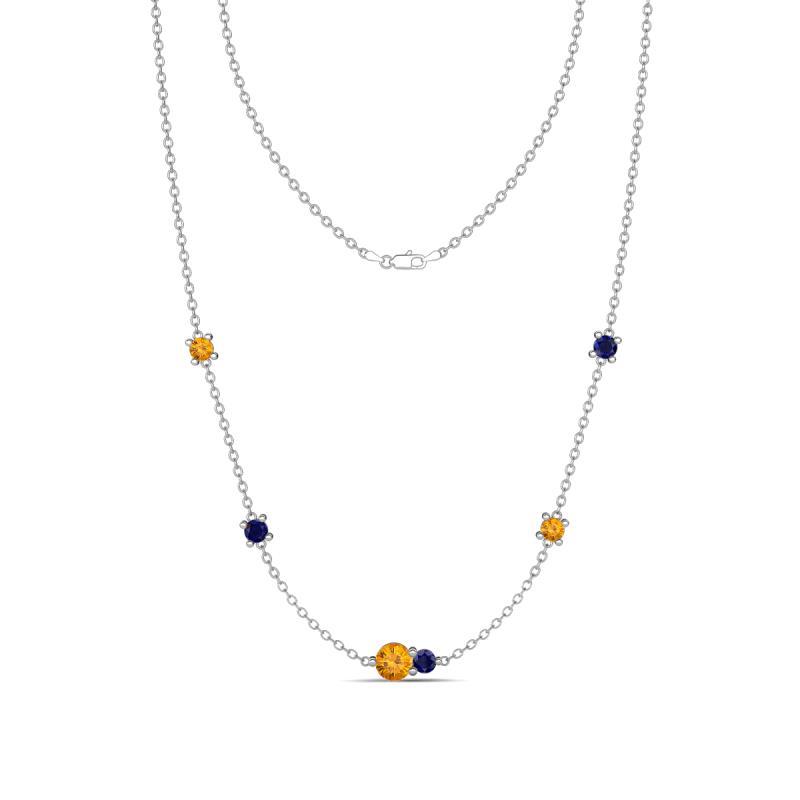 Linea 0.48 ctw Citrine (4 mm) and Blue Sapphire Women Station Necklace 