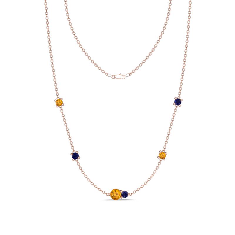 Linea 0.48 ctw Citrine (4 mm) and Blue Sapphire Women Station Necklace 