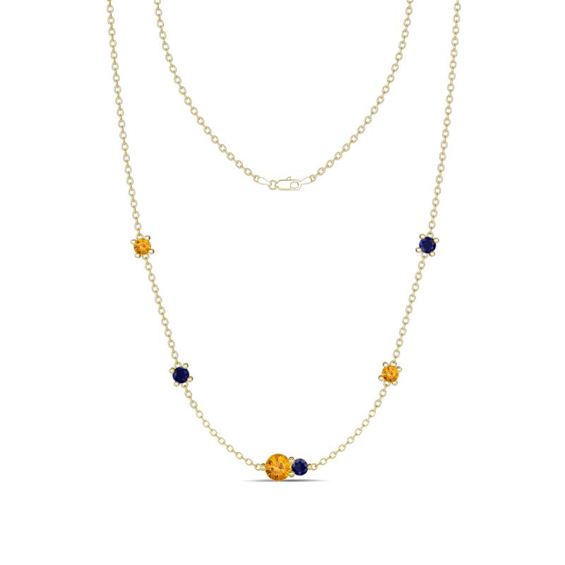 Linea 0.48 ctw Citrine (4 mm) and Blue Sapphire Women Station Necklace 