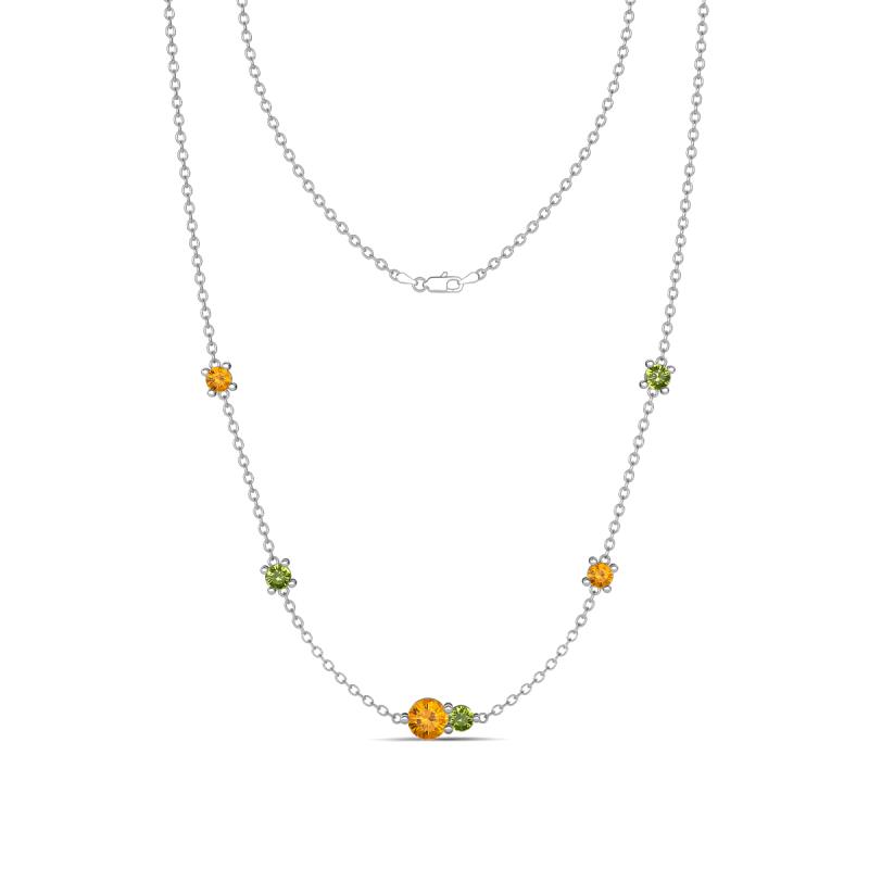 Linea 0.48 ctw Citrine (4 mm) and Peridot Women Station Necklace 