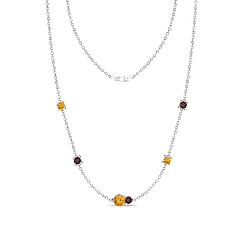 Linea 0.48 ctw Citrine (4 mm) and Red Garnet Women Station Necklace 