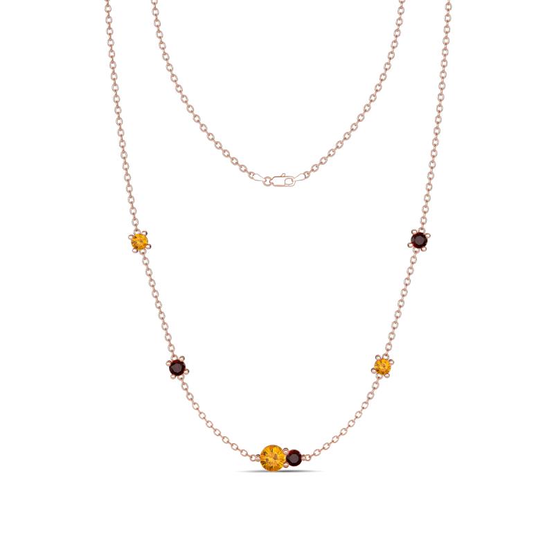 Linea 0.48 ctw Citrine (4 mm) and Red Garnet Women Station Necklace 