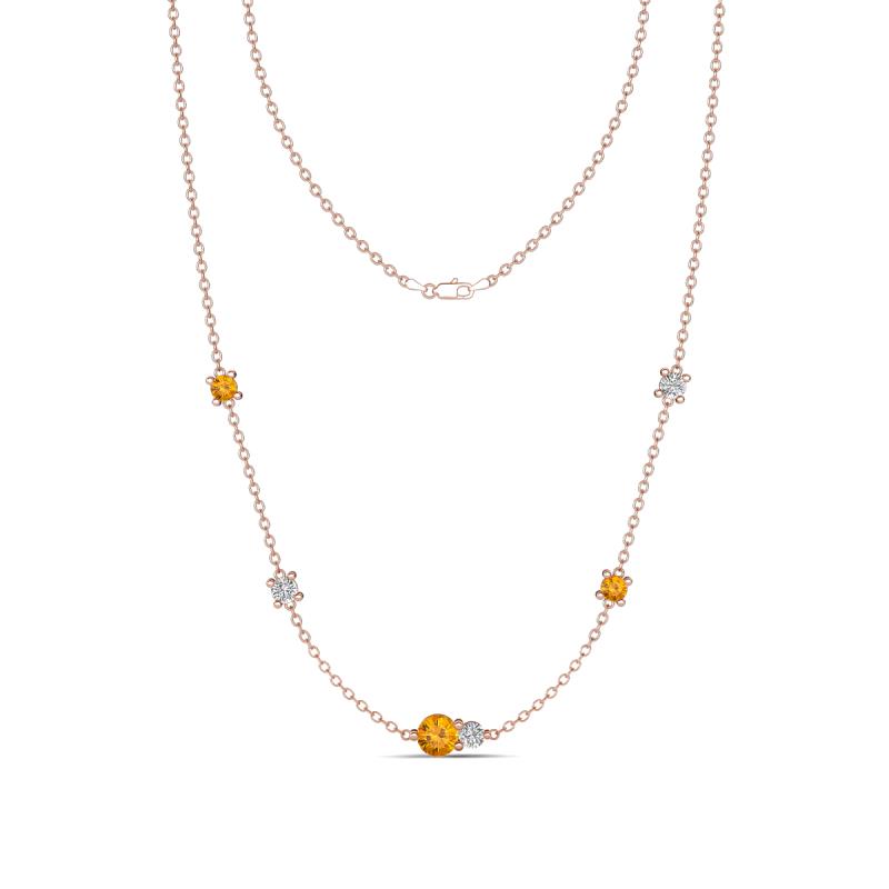 Linea 0.46 ctw Citrine (4 mm) and Natural Diamond Women Station Necklace 