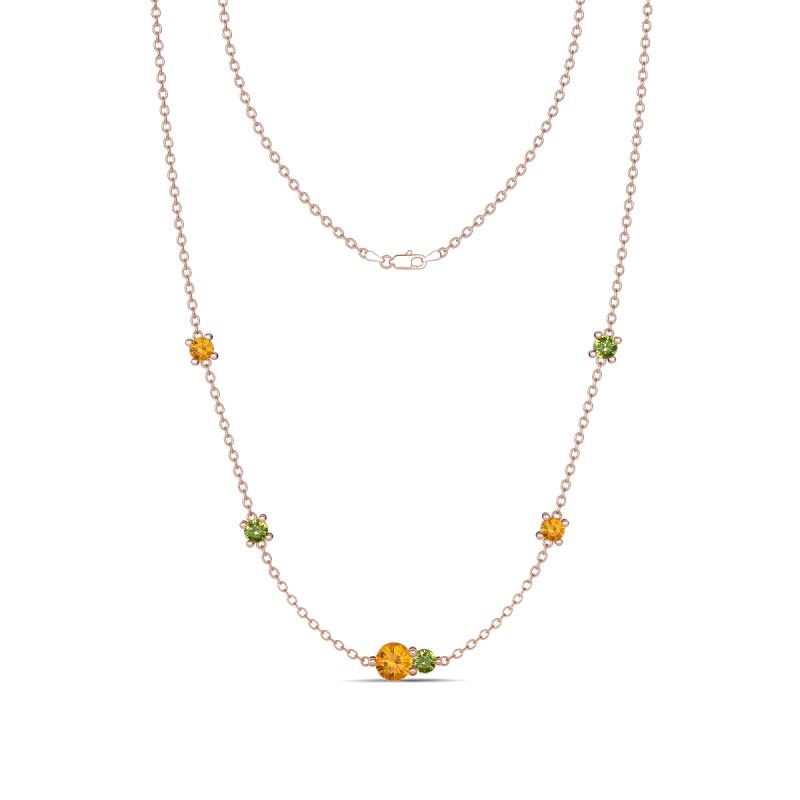 Linea 0.48 ctw Citrine (4 mm) and Peridot Women Station Necklace 