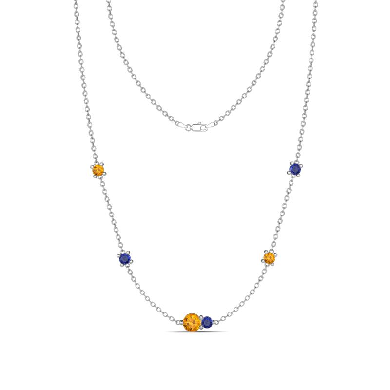 Linea 0.40 ctw Citrine (4 mm) and Iolite Women Station Necklace 