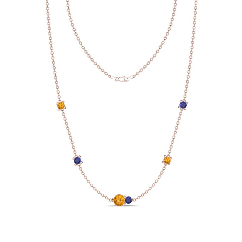 Linea 0.40 ctw Citrine (4 mm) and Iolite Women Station Necklace 