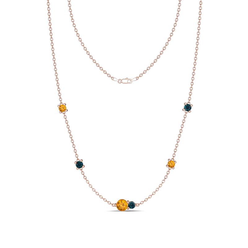 Linea 0.46 ctw Citrine (4 mm) and London Blue Topaz Women Station Necklace 