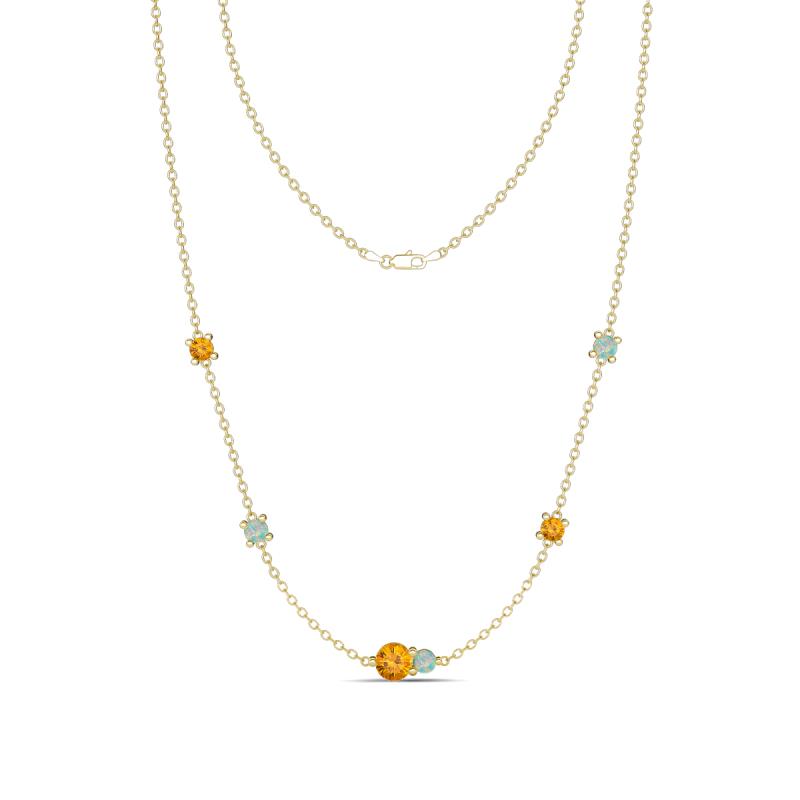 Linea 0.39 ctw Citrine (4 mm) and Opal Women Station Necklace 