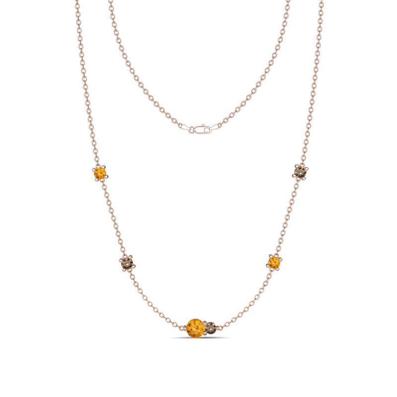 Linea 0.46 ctw Citrine (4 mm) and Smoky Quartz Women Station Necklace 