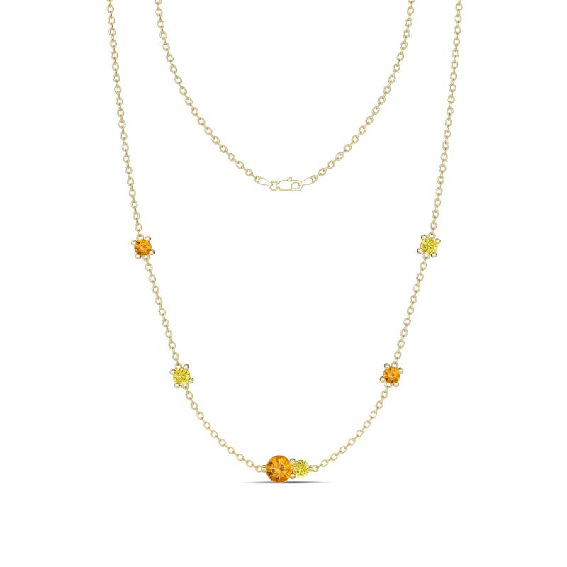 Linea 0.46 ctw Citrine (4 mm) and Yellow Diamond Women Station Necklace 