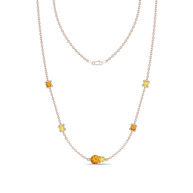 Linea 0.49 ctw Citrine (4 mm) and Yellow Sapphire Women Station Necklace 