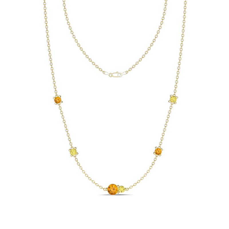 Linea 0.49 ctw Citrine (4 mm) and Yellow Sapphire Women Station Necklace 