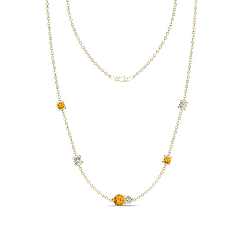 Linea 0.46 ctw Citrine (4 mm) and Lab Grown Diamond Women Station Necklace 