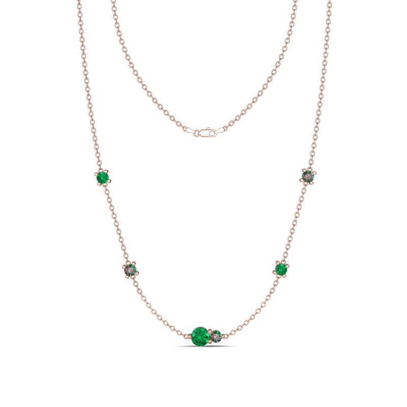 Linea 0.53 ctw Emerald (4 mm) and Created Alexandrite Women Station Necklace 