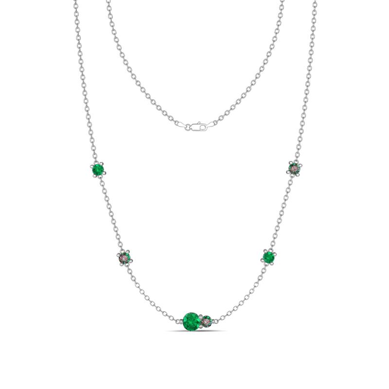 Linea 0.53 ctw Emerald (4 mm) and Created Alexandrite Women Station Necklace 
