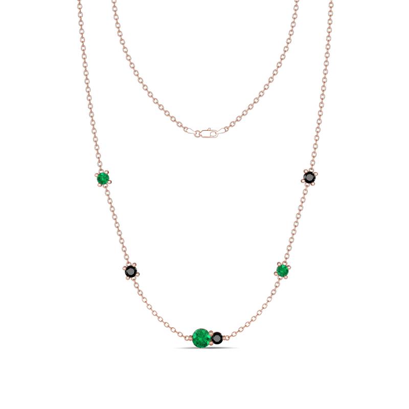Linea 0.51 ctw Emerald (4 mm) and Black Diamond Women Station Necklace 