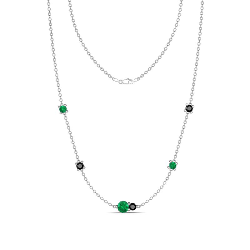 Linea 0.51 ctw Emerald (4 mm) and Black Diamond Women Station Necklace 
