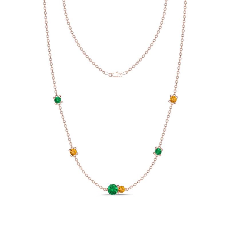 Linea 0.45 ctw Emerald (4 mm) and Citrine Women Station Necklace 