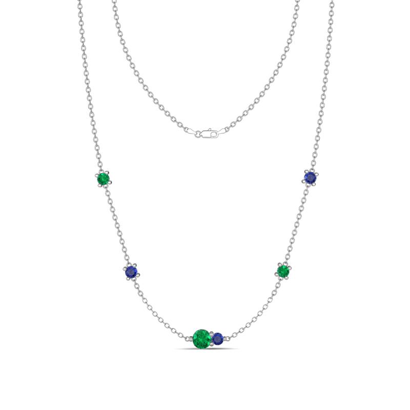 Linea 0.45 ctw Emerald (4 mm) and Iolite Women Station Necklace 