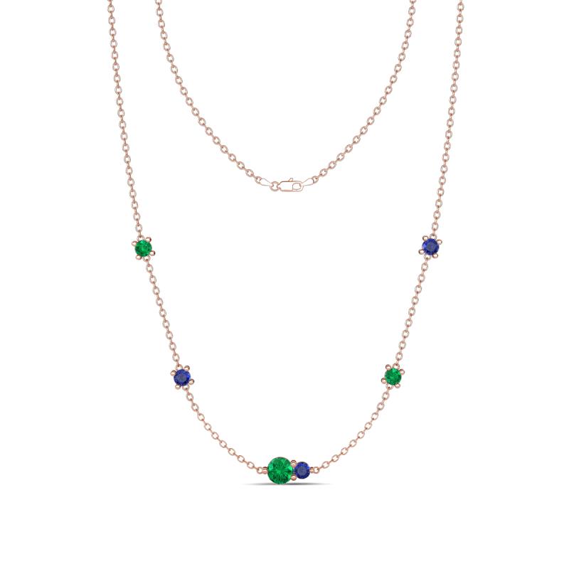 Linea 0.45 ctw Emerald (4 mm) and Iolite Women Station Necklace 
