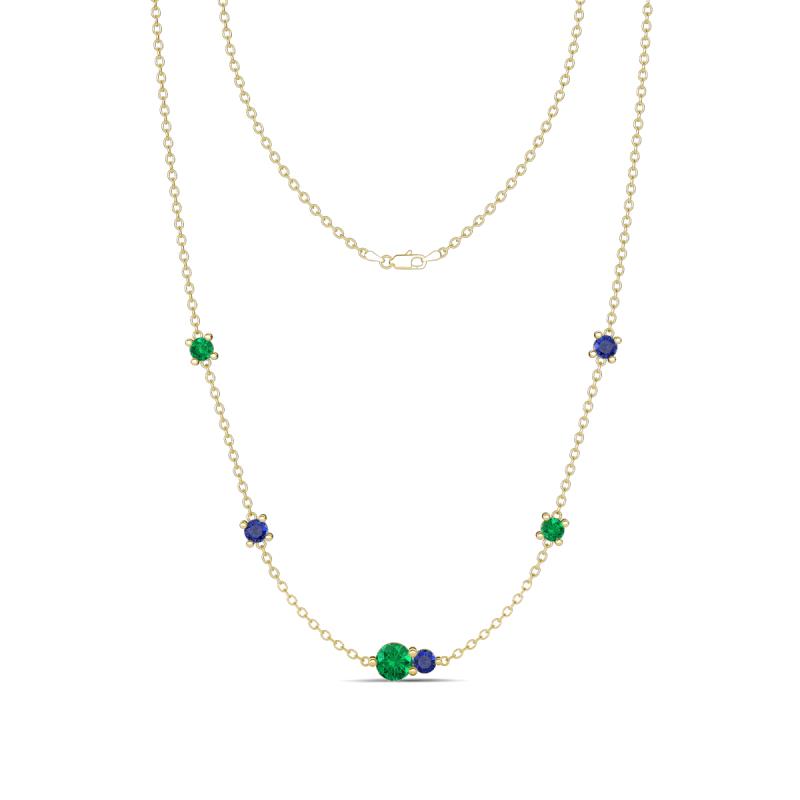 Linea 0.45 ctw Emerald (4 mm) and Iolite Women Station Necklace 