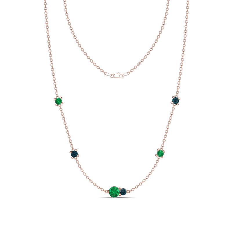 Linea 0.51 ctw Emerald (4 mm) and London Blue Topaz Women Station Necklace 