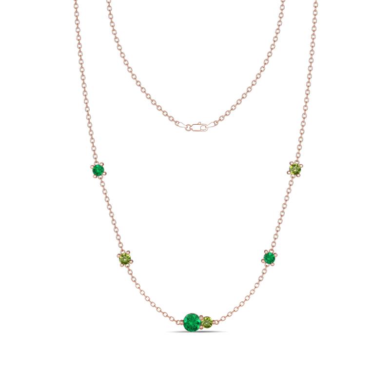 Linea 0.53 ctw Emerald (4 mm) and Peridot Women Station Necklace 