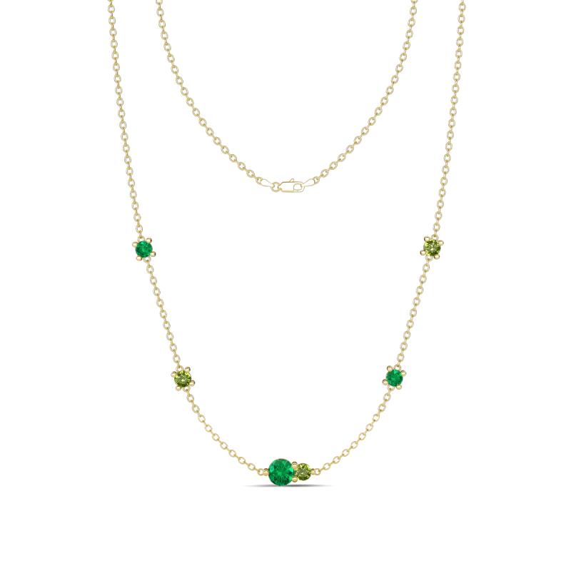 Linea 0.53 ctw Emerald (4 mm) and Peridot Women Station Necklace 