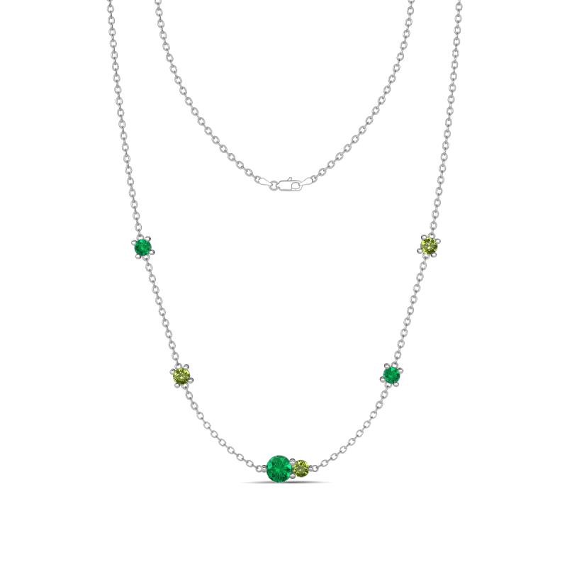 Linea 0.53 ctw Emerald (4 mm) and Peridot Women Station Necklace 