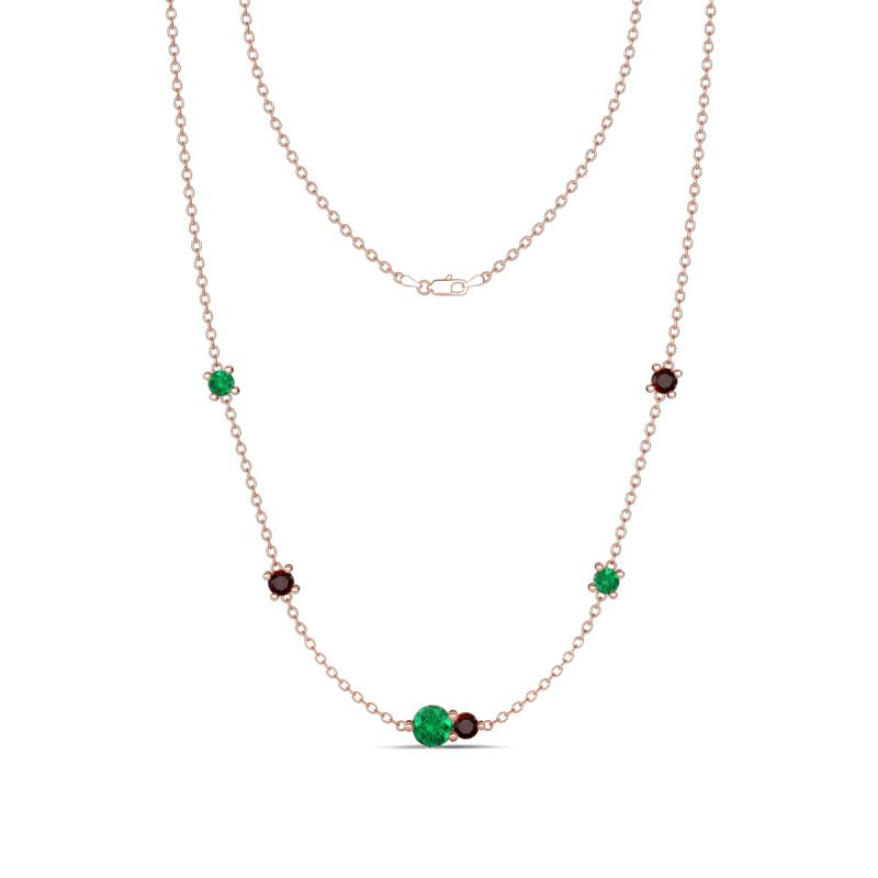 Linea 0.53 ctw Emerald (4 mm) and Red Garnet Women Station Necklace 