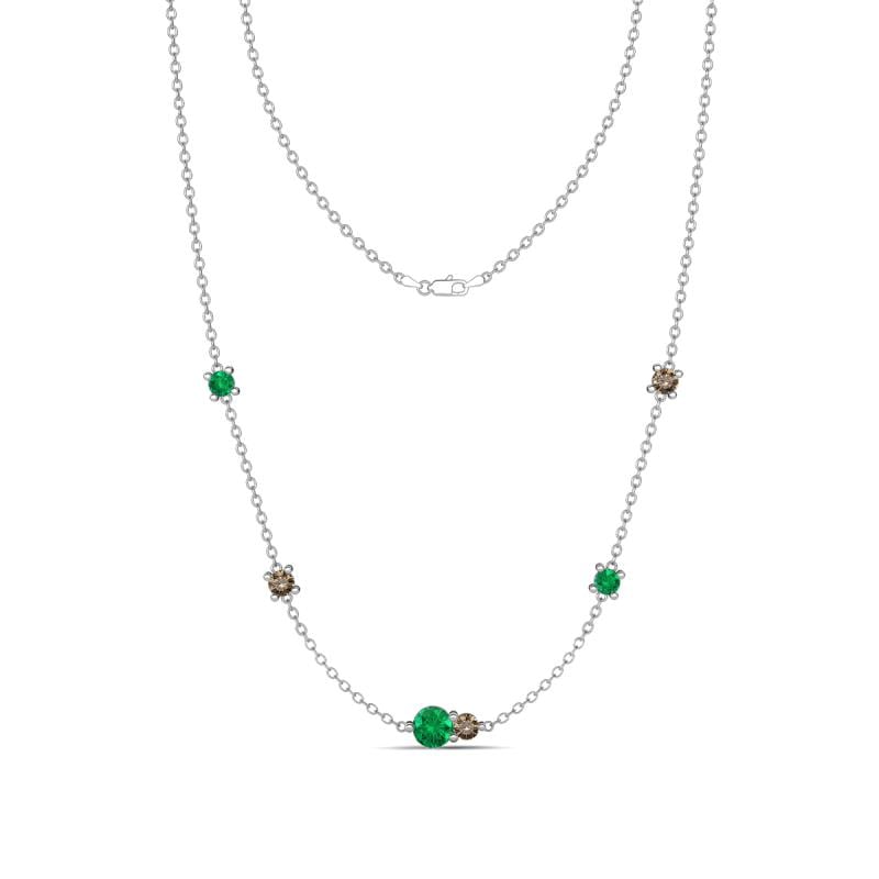Linea 0.51 ctw Emerald (4 mm) and Smoky Quartz Women Station Necklace 