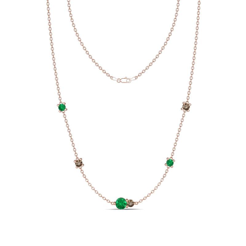 Linea 0.51 ctw Emerald (4 mm) and Smoky Quartz Women Station Necklace 