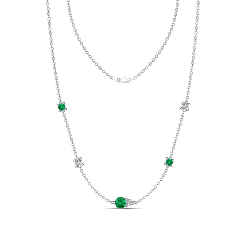 Linea 0.25 ctw Emerald (4 mm) and Natural Diamond Women Station Necklace 
