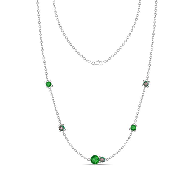 Linea 0.63 ctw Green Garnet (4 mm) and Created Alexandrite Women Station Necklace 