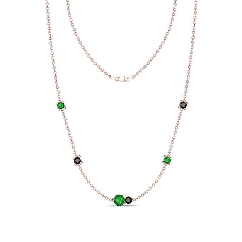Linea 0.61 ctw Green Garnet (4 mm) and Black Diamond Women Station Necklace 