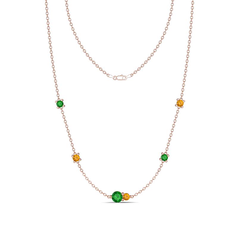 Linea 0.55 ctw Green Garnet (4 mm) and Citrine Women Station Necklace 