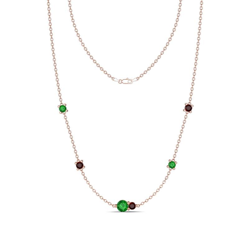 Linea 0.63 ctw Green Garnet (4 mm) and Red Garnet Women Station Necklace 