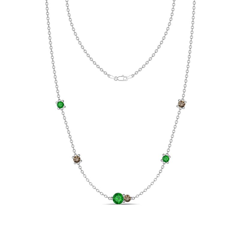 Linea 0.61 ctw Green Garnet (4 mm) and Smoky Quartz Women Station Necklace 