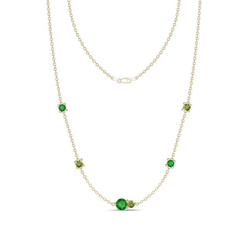 Linea 0.63 ctw Green Garnet (4 mm) and Peridot Women Station Necklace 