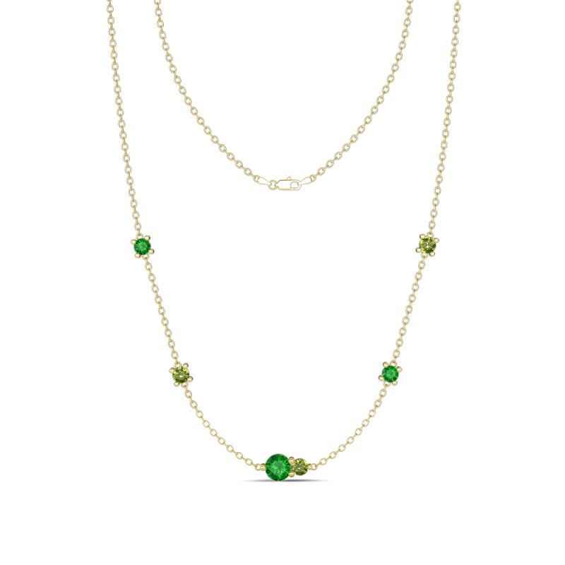 Linea 0.63 ctw Green Garnet (4 mm) and Peridot Women Station Necklace 