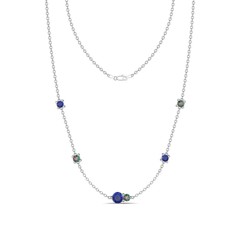 Linea 0.48 ctw Iolite (4 mm) and Created Alexandrite Women Station Necklace 